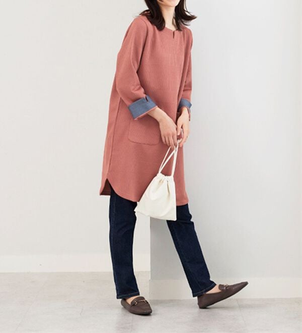 BELLUNA（ベルーナ）の「ポケット付ボーダージャカードワンピース（その他ワンピース）」｜詳細画像