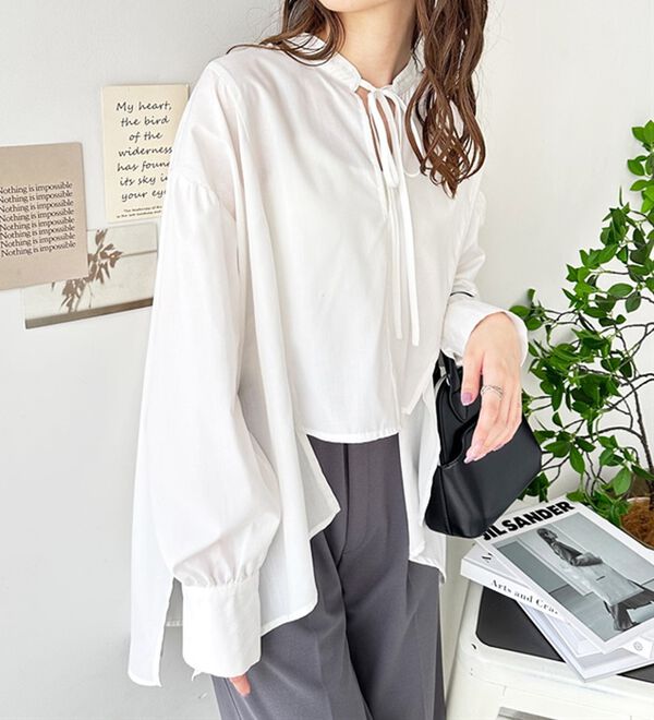 GeeRA（ジーラ）の「イレギュラーヘムスキッパーネックシャツ（シャツ）」｜詳細画像