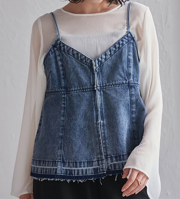 RANAN（ラナン）の「デニム素材キャミビスチェ（タンクトップ・キャミソール）」｜詳細画像
