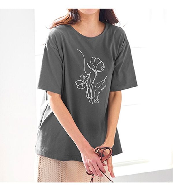 BELLUNA（ベルーナ）の「汗ジミ対策！綿混プリントＴシャツ（Tシャツ）」｜詳細画像