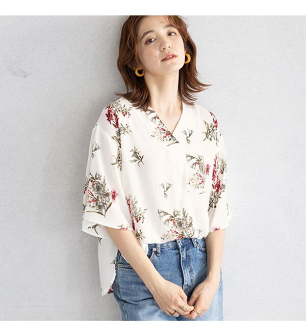 GeeRA（ジーラ）の「花柄フレアースリーブブラウス（ブラウス）」｜詳細画像