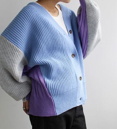 GeeRA（ジーラ）の「前後２ＷＡＹブロック配色ニット（ニットカーディガン）」