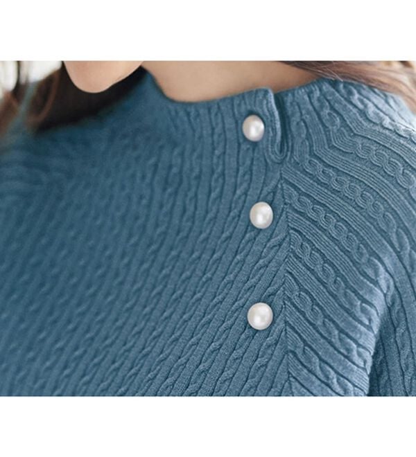 BELLUNA（ベルーナ）の「１枚必持パールボタンケーブルセーター（ニット・セーター）」｜詳細画像