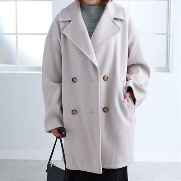 オフホワイトピーコート 美品✨アルアバイル ウールMIXボアPコート