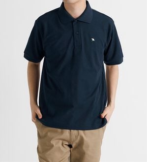 「＜アーノルド　パーマー＞ワンポイント刺しゅう鹿の子ポロシャツ（長袖・半袖）（メンズポロシャツ）」｜ネイビー