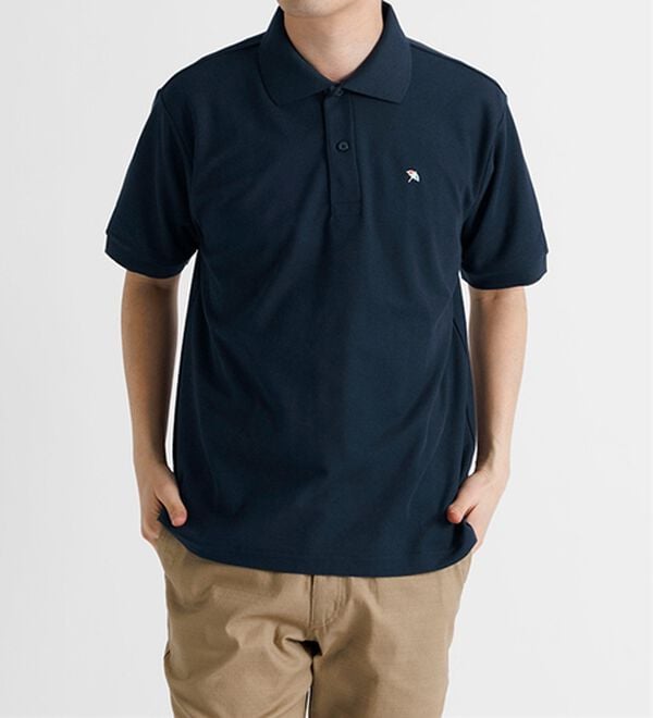 「＜アーノルド　パーマー＞ワンポイント刺しゅう鹿の子ポロシャツ（長袖・半袖）（メンズポロシャツ）」｜ネイビー