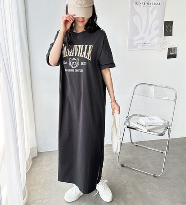 GeeRA（ジーラ）の「アソートロゴプリントＴシャツワンピース（その他ワンピース）」｜詳細画像