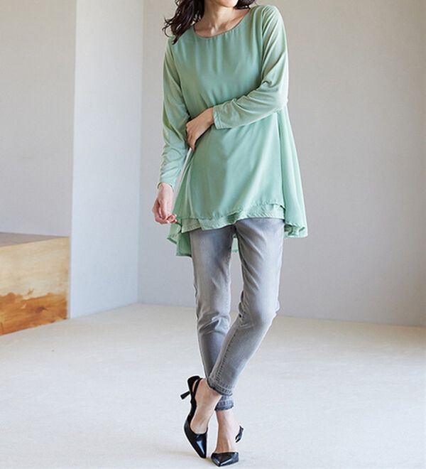 RANAN（ラナン）の「異素材切替フレアーチュニック（チュニック）」｜詳細画像