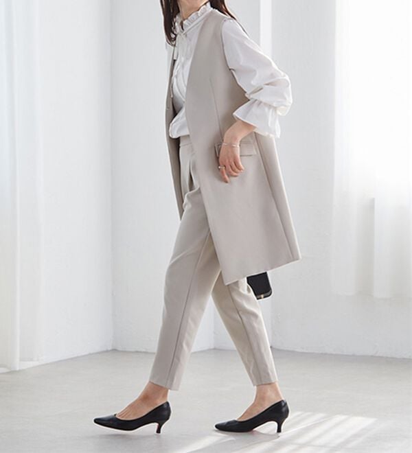 RANAN（ラナン）の「【２点セット】防シワ！ロングジレセットアップ（パンツスーツ）」｜詳細画像