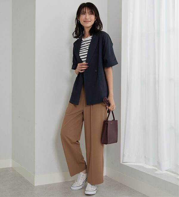 BELLUNA（ベルーナ）の「麻調素材ダブルテーラードジャケット（テーラードジャケット）」｜詳細画像