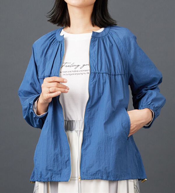 BELLUNA（ベルーナ）の「シアー素材ギャザーデザインブルゾン（ブルゾン）」｜詳細画像