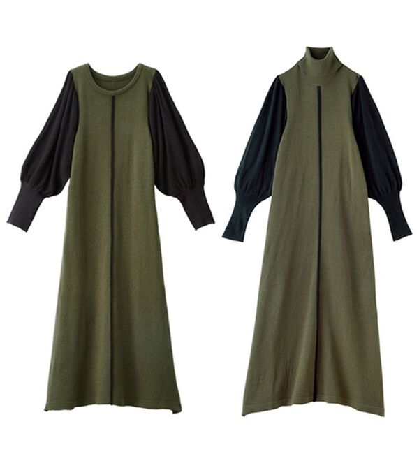 RANAN（ラナン）の「ボリューム袖アウトシームニットワンピース（ニットワンピース）」｜詳細画像