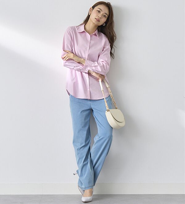 BELLUNA（ベルーナ）の「【選べる裏側】ぐん伸びニットデニムワイドパンツ（フルレングスパンツ）」｜詳細画像