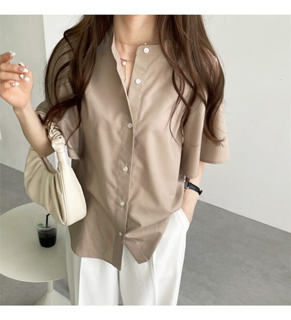 GeeRA（ジーラ）の「フレアー袖バンドカラーブラウス（ブラウス）」｜詳細画像