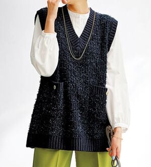 BELLUNA（ベルーナ）の「上品見え！ファンシーニットベスト（ベスト）」｜詳細画像