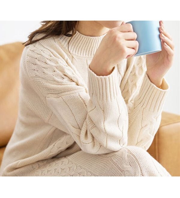 BELLUNA（ベルーナ）の「ケーブル柄ロング丈ニットワンピース（ニットワンピース）」｜詳細画像