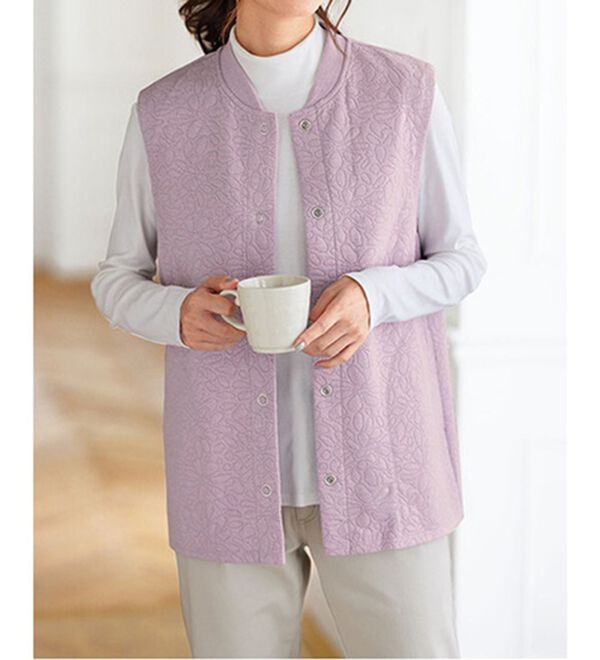 BELLUNA（ベルーナ）の「【２枚組】お花キルトジャガードベスト（ベスト）」｜詳細画像