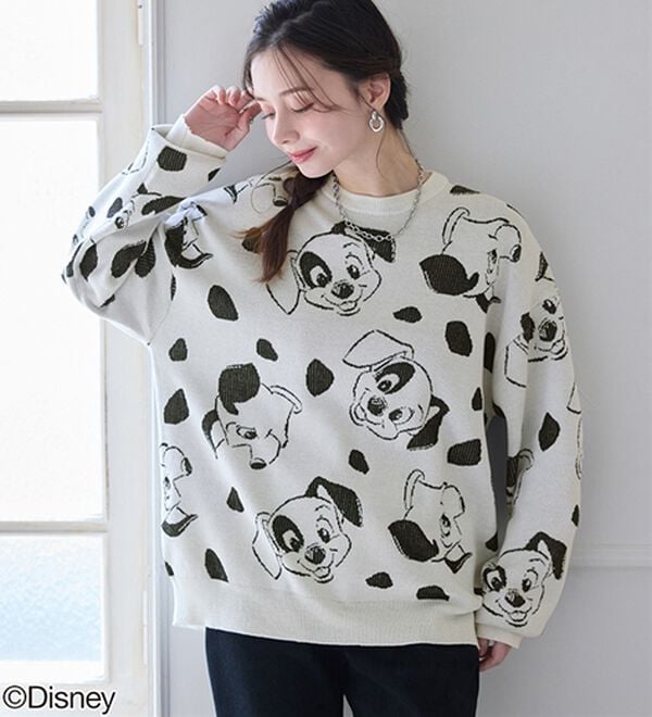 BELLUNA（ベルーナ）の「＜Ｄｉｓｎｅｙ＞【１０１匹ワンちゃん】総柄ジャカードゆったりセーター（ニット・セーター）」｜詳細画像