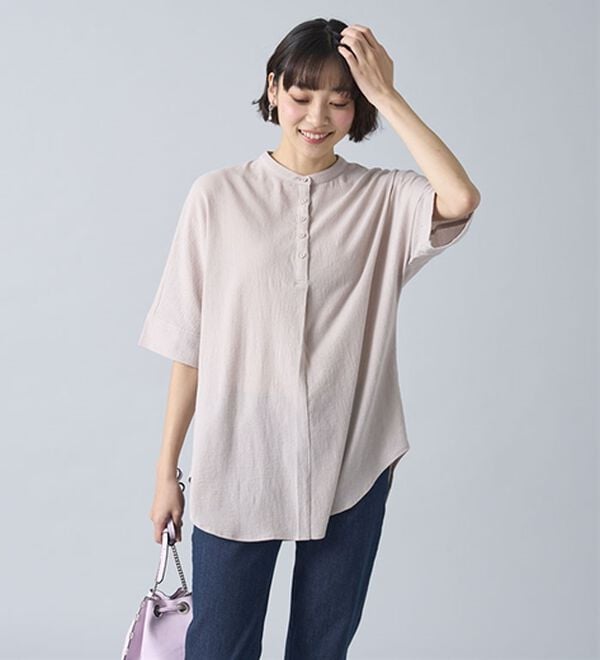 BELLUNA（ベルーナ）の「綿１００％ワッシャー素材ゆったりドルマンブラウス（ブラウス）」｜詳細画像