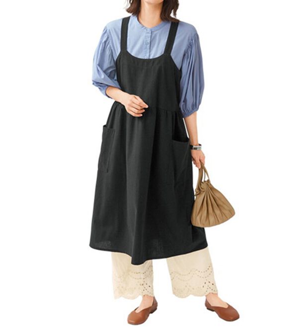 LAVIENNE（ラヴィエンヌ）の「ゆったりおしゃれなエプロンワンピース（エプロン）」｜詳細画像