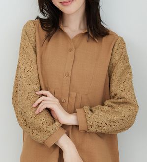 BELLUNA（ベルーナ）の「麻調素材袖レースブラウス（ブラウス）」｜詳細画像