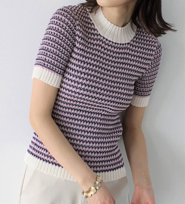 GeeRA（ジーラ）の「マルチカラーハイネックリブニット（ニット・セーター）」｜詳細画像