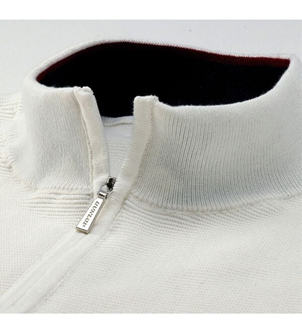 「＜ダンロップ・リファインド＞パネルボーダージャカードセーター（メンズニット・セーター）」｜詳細画像