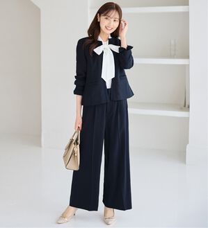 alotta（アロッタ）の「【選べるパンツ】洗える！３点セット着回し力抜群スーツ（パンツスーツ）」｜ネイビー系ストレート