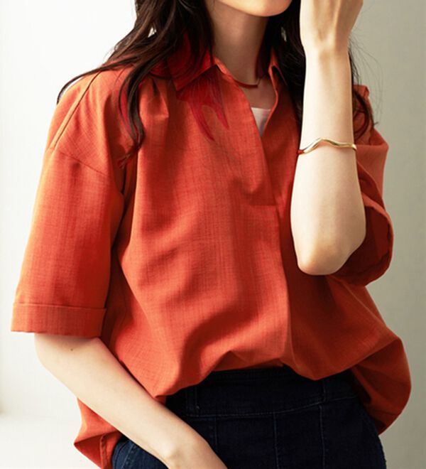 BELLUNA（ベルーナ）の「麻調素材スキッパーブラウス（ブラウス）」｜詳細画像