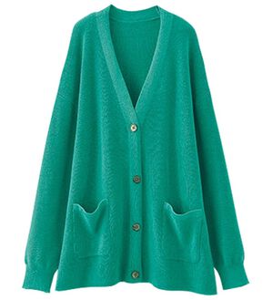 BELLUNA（ベルーナ）の「抗菌防臭で爽やか！あぜ編ニットカーディガン（ニットカーディガン）」｜エメラルドグリーン