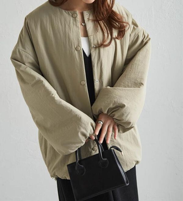 RANAN（ラナン）の「ノーカラーオーバーサイズ中わたブルゾン（ハーフコート）」｜詳細画像