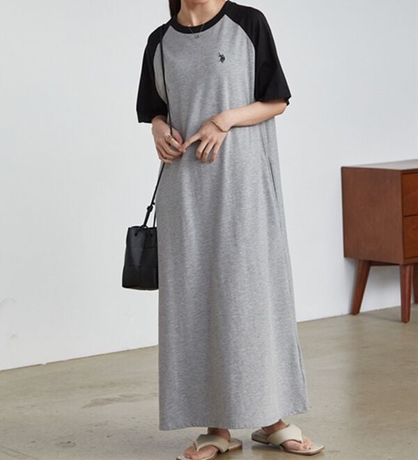 RANAN（ラナン）の「＜Ｕ．Ｓ．ＰＯＬＯ　ＡＳＳＮ．＞ラグランカットソーＡラインワンピース（カットソーワンピース）」｜詳細画像