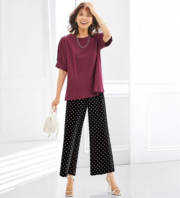 BELLUNA（ベルーナ）の「ヒンヤリ！袖タックデザインプルオーバー（カットソー）」｜詳細画像