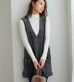 BELLUNA（ベルーナ）の「なめらか裏ベロアジャンパースカート（ジャンパースカート）」｜グレンチェック