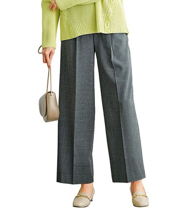 BELLUNA（ベルーナ）の「サマ見えウール調ボタン使いワイドパンツ（ワイドパンツ・ガウチョ）」