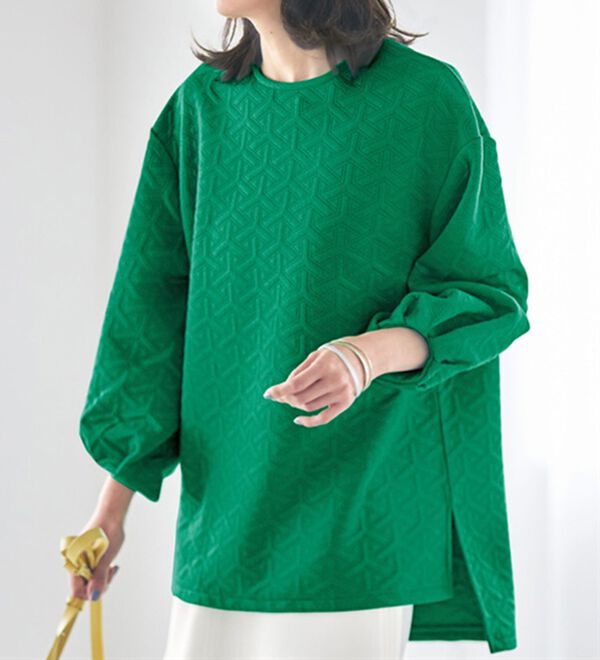 VINNO（ヴィノ）の「ボリューム袖ジャカードプルオーバー（カットソー）」｜詳細画像