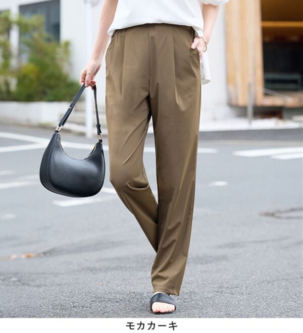 Viola e Viola（ヴィオラ エ ヴィオラ）の「【接触冷感】さらテロ楽のびテーパードパンツ【選べる２丈】（フルレングスパンツ）」｜詳細画像