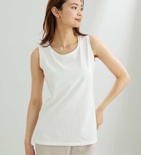BELLUNA（ベルーナ）の「ヒンヤリ！綿１００％サマ見えタンクトップ（タンクトップ・キャミソール）」｜詳細画像