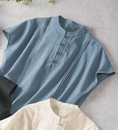 BELLUNA（ベルーナ）の「＜＆ｃｏｃｏｃｈｉ＞綿麻素材チャイナボタンゆったりブラウス（ブラウス）」