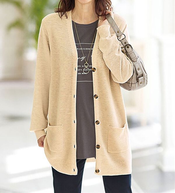 BELLUNA（ベルーナ）の「綿のように柔らかい！ベーシックカーディガン（ニットカーディガン）」｜アイボリー