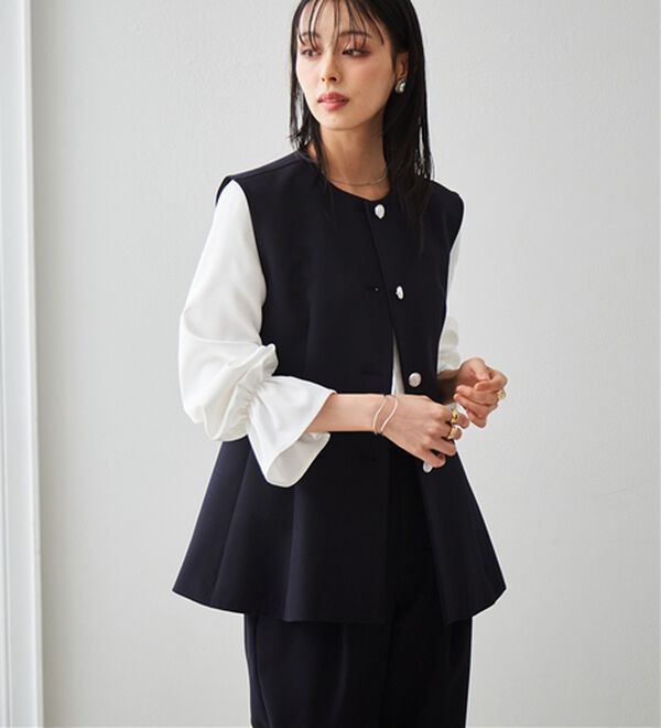 RANAN（ラナン）の「【２点セット】防シワ！ペプラムベストセットアップ（パンツスーツ）」｜詳細画像