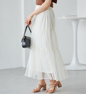 RANAN（ラナン）の「チュールティアードスカート（ロングスカート）」｜アイボリー