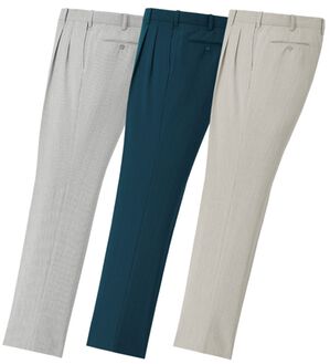 「裾上げ済爽快ウエストストレッチスラックス（メンズスラックス）」｜3本組