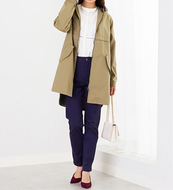 BELLUNA（ベルーナ）の「はっ水加工ボンディング素材ロング丈パーカー（ハーフコート）」｜詳細画像