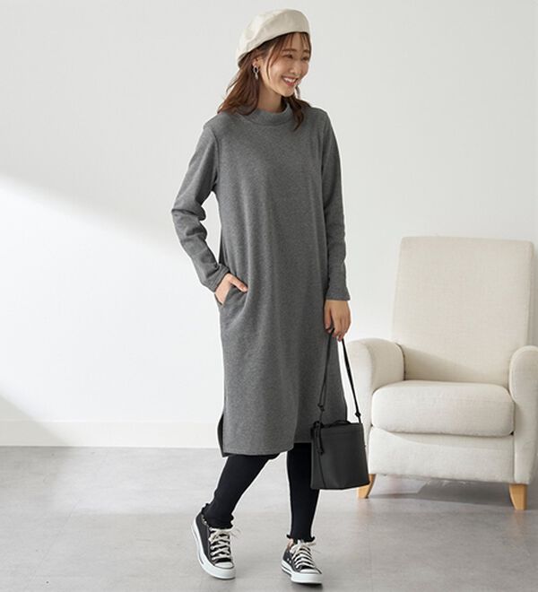 BELLUNA（ベルーナ）の「まるで着る毛布！静電防止付裏ファーお出かけワンピース（カットソーワンピース）」｜詳細画像