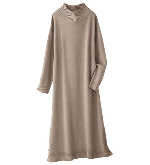 ボタン使いハイネックニットワンピース - ベルーナ【公式】