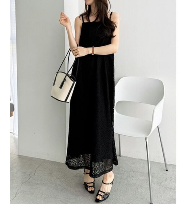 GeeRA（ジーラ）の「前後２ＷＡＹパネルレースキャミワンピース（その他ワンピース）」｜詳細画像