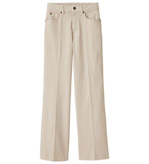 RANAN（ラナン）の「きれい見えストレッチワイドデニム（フルレングスパンツ）」｜ベージュ