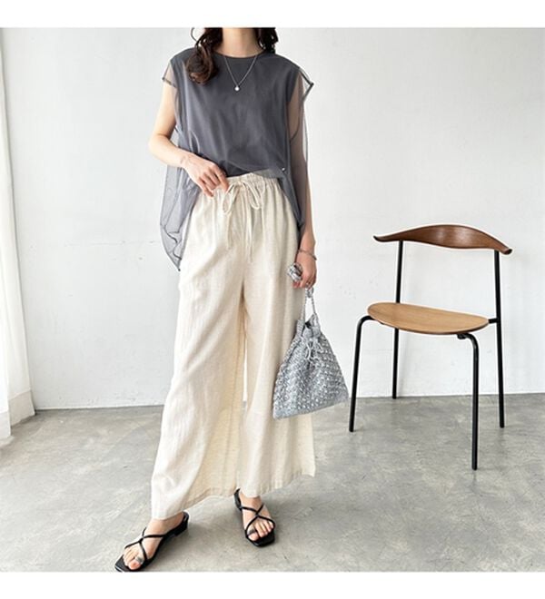 GeeRA（ジーラ）の「麻入りリラックスワイドパンツ（ワイドパンツ・ガウチョ）」｜詳細画像