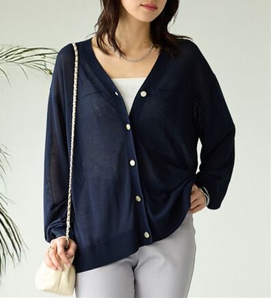 BELLUNA（ベルーナ）の「【快適Ｌａｂ．】シャリ冷！洗える多機能ニットカーディガン（ニットカーディガン）」